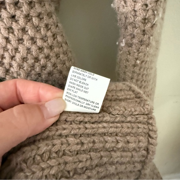 Mantovani Studio Italian Wool Cashmere Brown Textured Long Cardigan Coat - Picture 8 of 9